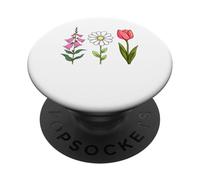 Foxglove Daisy Tulip vintage style flowers PopSockets PopGrip Adesivo