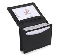 FOXHACKLE Porta carte di credito in pelle per uomini e donne, piccolo portafoglio bifold con blocco RFID, Nero opaco, Con slot per ID