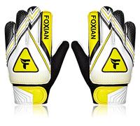 Foxian Guanti portiere con Super Grip Latex con imbottitura Shock Absorption per proteggere i palmi e le dita dei bambini guanti da portiere bambino uomo (6, GIALLO)