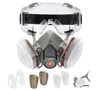 Foxmax - Maschera Antigas, Antipolvere, Respiratoria Riutilizzabile, Filtro al Carbonio 40mm, Filtri in cotone 5n11, Silicone Ergonomico, Nera, Regolabile, Ideale per Protezione Completa