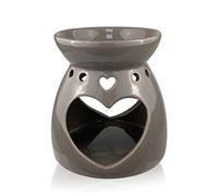 FOXNSK Bruciatori per Oli Essenziali Ceramica a Forma Cuore Bruciatore Oli Essenziali Bruciatore di Aromi Bruciatori Candele Regalo Inaugurazione della Casa Natale (Marrone)