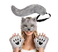Foxx Cosplay Accessories Animal Face Mas'k Tail Paw Gloves Party Outfit