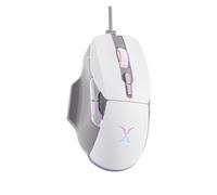 FOXXRAY BM-88 - Mouse da gioco cablato, 7.200 DPI, retroilluminazione RGB Musicsync, 7 pulsanti programmabili con 13 effetti di luce, cavo intrecciato, colore bianco
