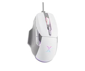 FOXXRAY BM-88 - Mouse da gioco cablato, 7.200 DPI, retroilluminazione RGB Musicsync, 7 pulsanti programmabili con 13 effetti di luce, cavo intrecciato, colore bianco