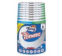 Foxy Tornado| Asciugatutto universale 8 pz, 250 strappi per rotolo a 3 veli | Carta 100% certificata FSC® | Confezione 100% riciclabile