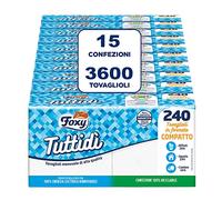 Foxy Tuttidì| Tovaglioli Monovelo Alta Grammatura Bianco Naturale | 15 confezioni da 240 pezzi 31,5x30 cm | Certificazione PEFC | Confezione Riciclabile