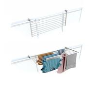 foxydry Stendino da Balcone Ribaltabile, Stendibiancheria da Ringhiera Esterno Resistente in Acciaio inox e alluminio Duo, per terrazzi, balconi e ringhiere (Bianco, 102 cm)