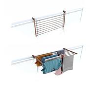 foxydry Stendino da Balcone Ribaltabile, Stendibiancheria da Ringhiera Esterno Resistente in Acciaio inox e alluminio Duo, per terrazzi, balconi e ringhiere (Marrone, 102 cm)