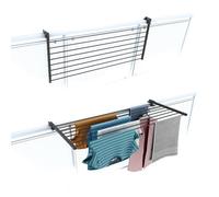foxydry Duo, stendibiancheria da ringhiera e balcone, richiudibile, 118 cm | in alluminio e acciaio inox, ribaltabile, antiruggine, salvaspazio, per esterno e terrazza, sostiene 15 kg, antracite