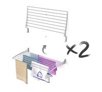 foxydry Fold stendibiancheria da parete richiudibile salvaspazio, 100 cm X2 | in alluminio e acciaio inox, chiusura verso l'alto, antiruggine, per terrazze e balconi, sostiene 10 kg, grigio