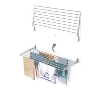 foxydry Fold, stendibiancheria da parete, richiudibile salvaspazio, 116 cm | in alluminio e acciaio inox, chiusura verso l'alto, antiruggine, per terrazze e balconi, sostiene 10 kg, grigio