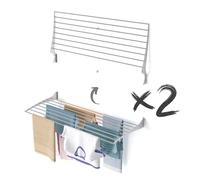 foxydry Fold stendibiancheria da parete richiudibile salvaspazio, 116 cm X2 | in alluminio e acciaio inox, chiusura verso l'alto, antiruggine, per terrazze e balconi, sostiene 10 kg, grigio