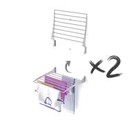 foxydry Fold stendibiancheria da parete richiudibile salvaspazio, 60 cm X2 | in alluminio e acciaio inox, chiusura verso l'alto, antiruggine, per terrazze e balconi, sostiene 10 kg, grigio