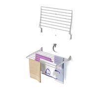foxydry Fold, stendibiancheria da parete, richiudibile salvaspazio, 80 cm | in alluminio e acciaio inox, chiusura verso l'alto, antiruggine, per terrazze e balconi, sostiene 10 kg, grigio