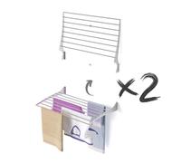 foxydry Fold stendibiancheria da parete richiudibile salvaspazio, 80 cm X2 | in alluminio e acciaio inox, chiusura verso l'alto, antiruggine, per terrazze e balconi, sostiene 10 kg, grigio
