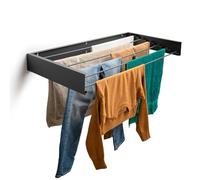 foxydry Hide, stendibiancheria da parete a scomparsa, richiudibile 117 cm | in acciaio, retrattile, pieghevole, salvaspazio, per interno e esterno coperto, sostiene 25 kg, antracite