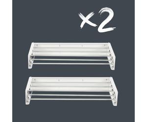 foxydry Hide, Stendino da muro, stendibiancheria da parete e da balcone, da esterno e interno a scomparsa, richiudibile. 2 pezzi. (2X 71 cm, Bianco (Limited Edition))