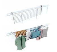 foxydry Stendino da Balcone Ribaltabile, Stendibiancheria da Ringhiera Esterno Resistente in Acciaio inox e alluminio Duo, per terrazzi, balconi e ringhiere - Lunghezza 162 cm (Bianco, 162 cm)