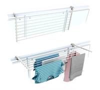 foxydry Stendino da Balcone Ribaltabile, Stendibiancheria da Ringhiera Esterno Resistente in Acciaio inox e alluminio Duo, per terrazzi, balconi e ringhiere - Lunghezza 118 cm (Bianco, 118 cm)