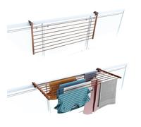 foxydry Stendino da Balcone Ribaltabile, Stendibiancheria da Ringhiera Esterno Resistente in Acciaio inox e alluminio Duo, per terrazzi, balconi e ringhiere - Lunghezza 118 cm (Corten, 118 cm)