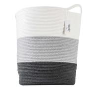 Foxydry Tidy, cesta portabiancheria lavabile con maniglie | cesto per biancheria, portaoggetti, per bagno e lavanderia, in corda intrecciata, tre fasce di grigio