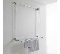 foxydry Wall, Stendibiancheria da parete, stendino da muro saliscendi, stendipanni verticale richiudibile e a scomparsa, stendino da balcone per interni ed esterni (Grigio Destro, 108 cm)