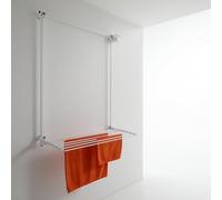 foxydry Wall, Stendibiancheria da parete, stendino da muro saliscendi, stendipanni verticale richiudibile e a scomparsa, stendino da balcone per interni ed esterni (Bianco Destro, 108 cm)