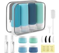 Foydream 18 Pezzi Bottiglie da Viaggio in Silicone, Kit Viaggio Liquidi Riutilizzabili, Flaconi da Viaggio con Etichetta Possono Riempire Cosmetici, Articoli da Bagno e Altri Liquidi e Creme