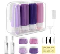 Foydream 18 Pezzi Bottiglie da Viaggio in Silicone, Kit Viaggio Liquidi Riutilizzabili, Flaconi da Viaggio con Etichetta Possono Riempire Cosmetici, Articoli da Bagno e Altri Liquidi e Creme