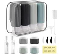 Foydream 18 Pezzi Bottiglie da Viaggio in Silicone, Kit Viaggio Liquidi Riutilizzabili, Flaconi da Viaggio con Etichetta Possono Riempire Cosmetici, Articoli da Bagno e Altri Liquidi e Creme