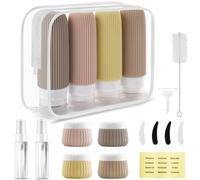 Foydream 18 Pezzi Bottiglie da Viaggio in Silicone, Kit Viaggio Liquidi Riutilizzabili, Flaconi da Viaggio con Etichetta Possono Riempire Cosmetici, Articoli da Bagno e Altri Liquidi e Creme