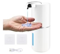 Foydream Dispenser Sapone Automatico, 380 ML Liquido Dispenser Sapone Bagno con Sensore Ricarica USB Regolabile Livello 4 per Bagni e Cucine Hotel Bianco