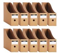 Foydream Portariviste in Carta Kraft, 10 Pezzi Cartella File Stile Semplice Riempimento Rack Box Paperwork Organizer Portapenne Desktop Stationery per ufficio,facile conservazione (Marrone)