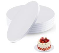 Foydream Sottotorta Tondo, 6 Pezzi Vassoio Torta Rotondo Riutilizzabile 30 cm x 12 mm, Premium Cake Board Set - Può Essere Utilizzato Su Entrambi i Lati, per Cuocere al Forno e Torte Fai da te, Bianco
