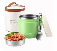 Foydream Thermos per Alimenti Caldi 1300ml,Contenitore Termico per Alimenti Caldi con Cucchiaio Pieghevole e Borsa termica, Thermos per Cibo in Acciaio Inossidabile 304 per Cibi Vari,Verde