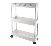 Foymlon Carrello Portaoggetti, Carrellino Multifunzionale a 3 Livelli con Ruote girevoli a 360°, Scaffale da Cucina Mobile, Carrello di Servizio per Cucina, Bagno, Ufficio, Camera da Letto, Soggiorno