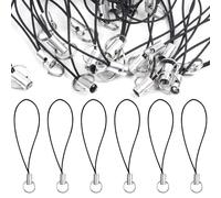 Foyods 100 cordini per telefono cellulare, semplice da collo, con moschettone, anello split ad anello per cellulare, set di passanti per cellulare, portachiavi fai da te (nero), Nylon