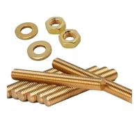 Foyoram Bulloni filettati M6 x 30 mm, filettatura metrica, 4 pezzi, disco M6, 8 dadi M6, 8 barre filettate filettate Rods Stud Bolts ottone CuZn40Pb2 (M6 x 30 mm)