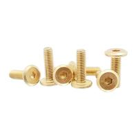 Foyoram Viti a testa wafer M6 x 20 mm, con esagono incassato, 10 pezzi, in ottone, bordo superiore della testa, viti a testa piatta con esagono incassato e viti per macchina a testa grande (M6 x 20 mm