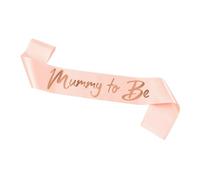 Foyscr Fascia in raso con stampa in lamina d'oro bianca, per baby shower, decorazione per feste di nascita, accessori per feste di maternità (oro rosa)