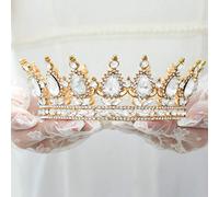 Foyte Corona e diademi in oro barocco con strass scintillanti, corona da sposa, diademi da principessa, per donne e ragazze (argento e oro)