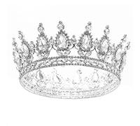 Foyte Corona e tiara da regina barocca con strass scintillanti, corona da sposa, diademi da sposa, diademi da principessa, rotondi, per donne