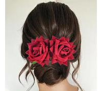 Foyte Pettine per capelli da sposa con fiori e rose bianche, accessorio per capelli da donna, colore rosa