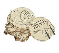FOYTOKI 12 Pezzi Carte Mensili in Legno Beige Superficie Liscia e Design Leggero per Ragazzo Ragazza, per Registrare la Crescita e Perfette come Regalo Nascita per Bambina