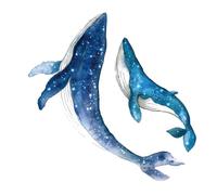 FOYTOKI 2 Set Adesivi Murali Decorativi Motivo Balena e Stelle per Cameretta e Soggiorno, Adesivi da Parete Rimovibili Blu senza Tracce, Decorazione Adesiva per Interni Casa e Negozi