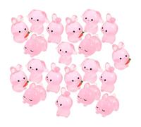 FOYTOKI 20 Pezzi Statuetta Coniglio Luminosa in Resina Rosa per Scrivania e | Mini Figura Cartone, Luce Soffusa al Buio, per Micro Paesaggi, Ufficio e Ornamenti Pasquali