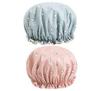 FOYTOKI 2pezzi Cuffia Doccia Donna in Eva Stampa Doppio Strato Per Proteggere i Capelli Durante La Doccia e Spa in Gatto Rosa e Gatto Blu