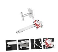 FOYTOKI 3pezzi Fermacravatta Decorativi di Babbo Natale Design Semplice e Classico Accessorio Moda per Abiti Fermacravatta Natalizi alla Moda