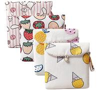 FOYTOKI 4 Pezzi Borse Porta Assorbenti Femminili Pratiche per Scuola Design Portatile Carino con Confezioni Coniglio Gelato Ananas