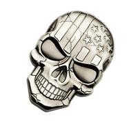 FOYTOKI Adesivo Auto Personalizzato Teschio 3d in Lega di Zinco Argento, Facile da Installare e Autoadesivo, Emblema Decorativo per Cofano e Interni Auto